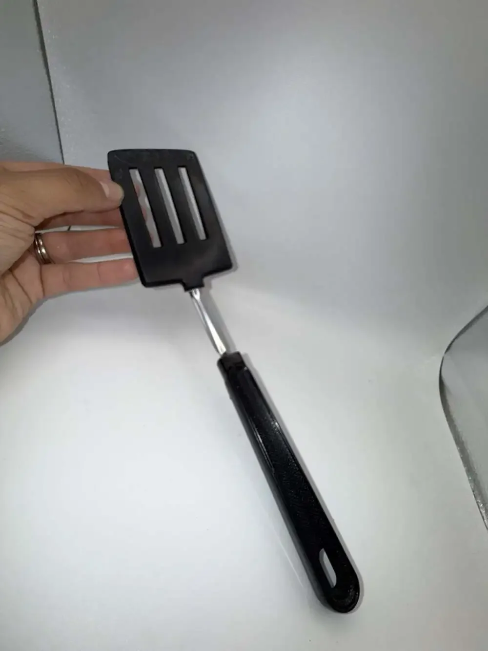 Vintage Ekco Nylon Slotted Spatula Flipper with Chrome Handle